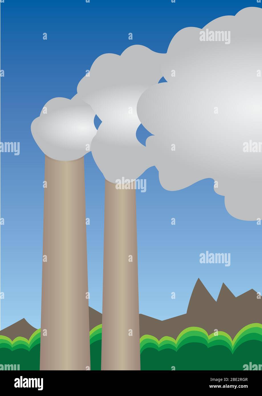 Illustrazione vettoriale dell'inquinamento atmosferico di fabbrica. Illustrazione Vettoriale