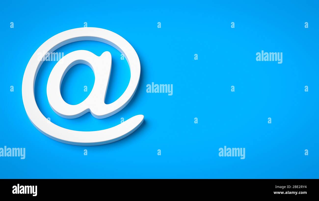 Das e-Mail-Symbol vor blauem Hintergrund Foto Stock