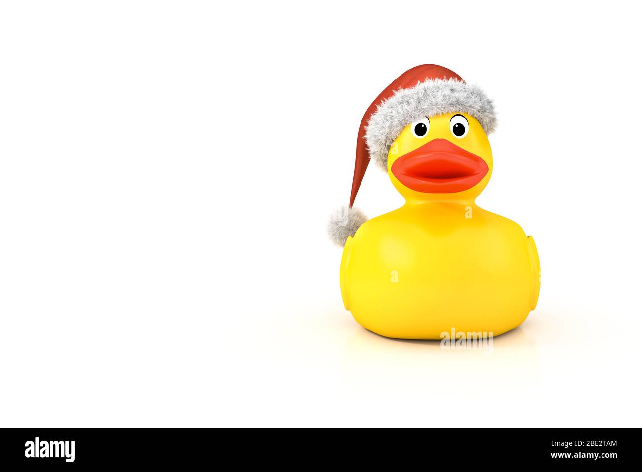 rendering 3d di un ducky di gomma gialla con un cappello di natale Foto Stock