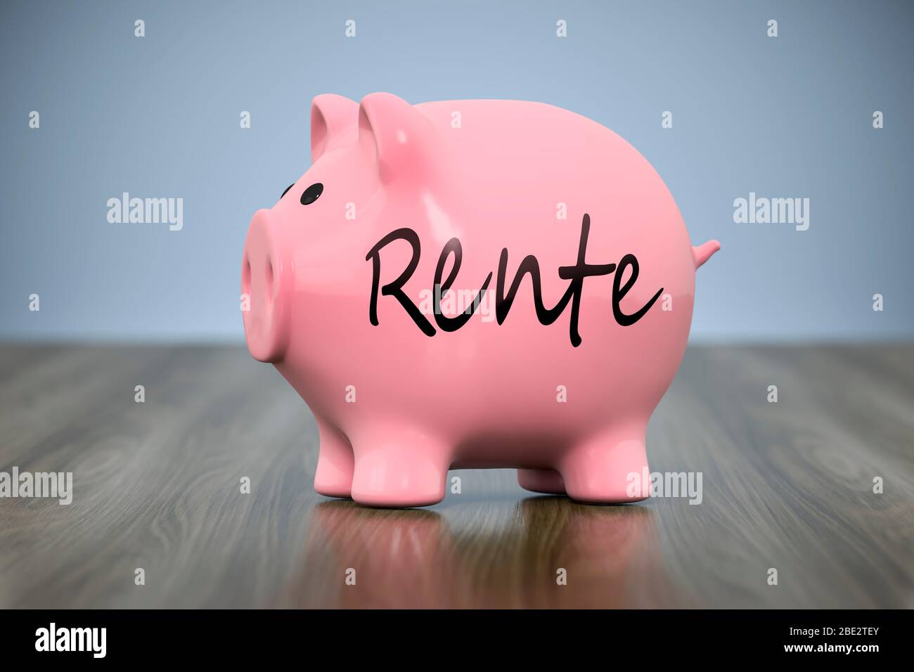 rendering 3d di una banca di piccini con la parola pensione in lingua tedesca Foto Stock