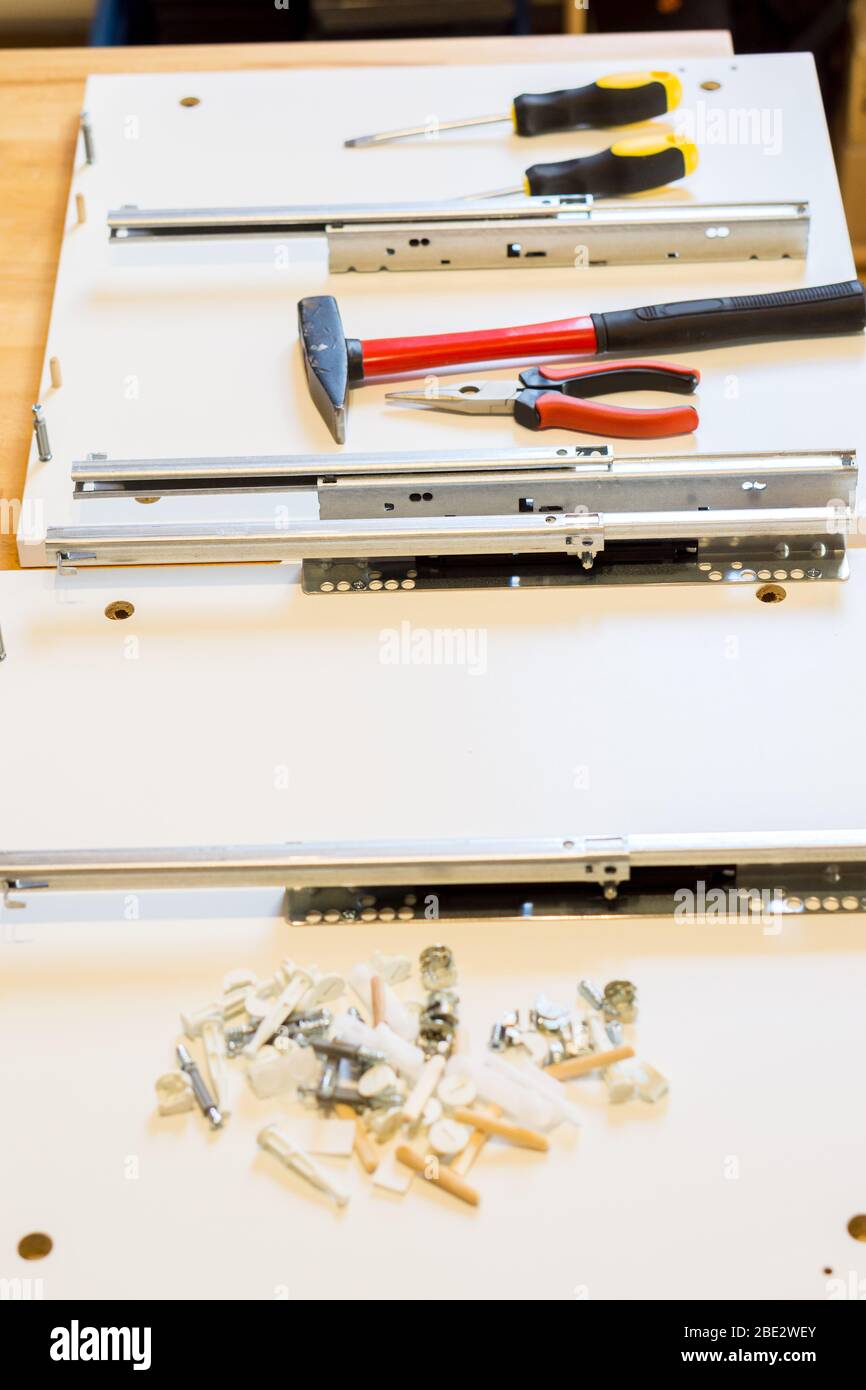Utensili per il montaggio di mobili nella bassa baviera Germania Foto Stock