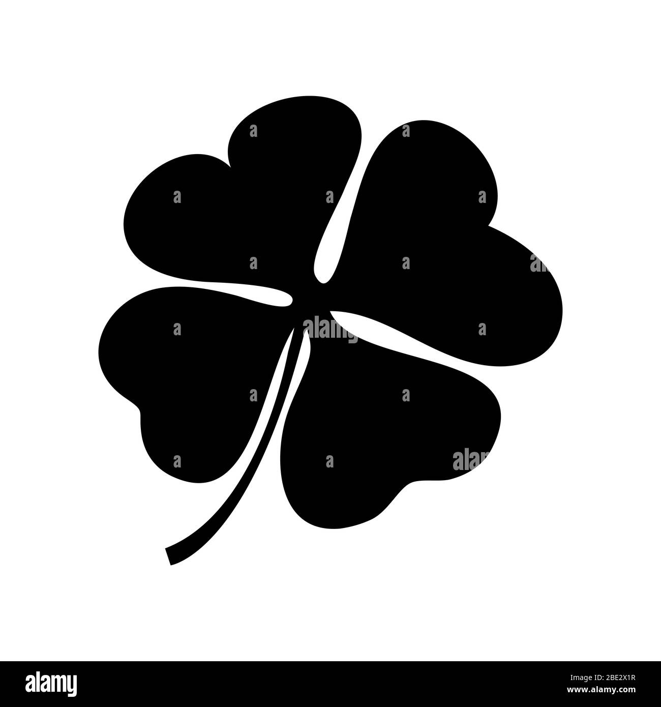 Four Leaf Clover, illustrazione vettoriale in bianco e nero, simbolo irlandese, logo del giorno di San Patrizio, segno di fortuna Illustrazione Vettoriale