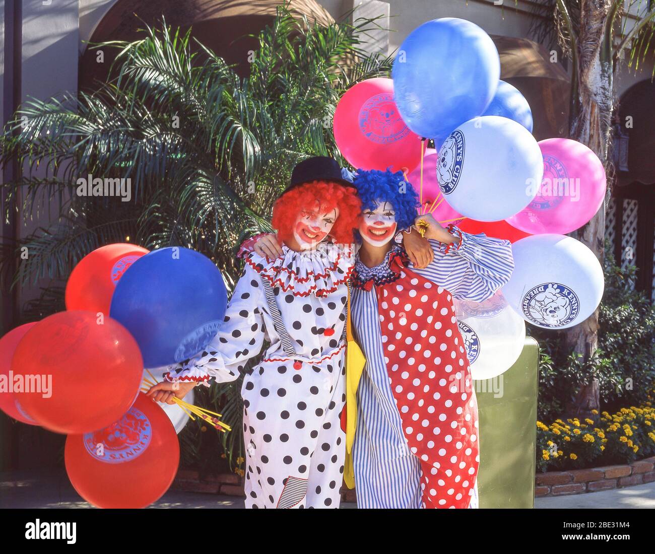 Clown femminili Children's Kenny's Club nel Dreamworld Theme Park, Coomera, City of Gold Coast, Queensland, Australia Foto Stock