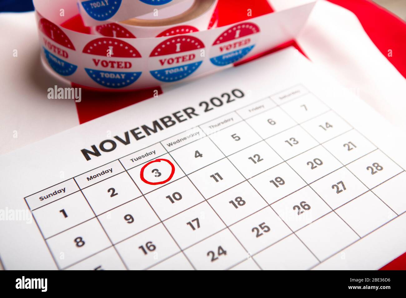 Cerchiato il 3 di novembre 2020 come promemoria per la votazione in corso Foto Stock