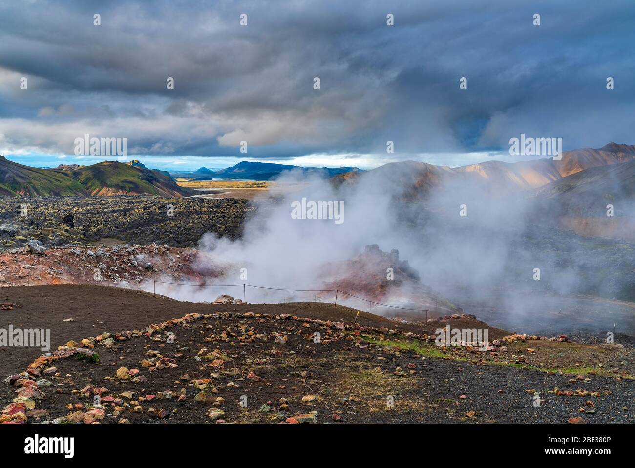 Landmannalaugar, Riserva Naturale di Fjallabak, Highlands d'Islanda, Regione Meridionale, Islanda Foto Stock