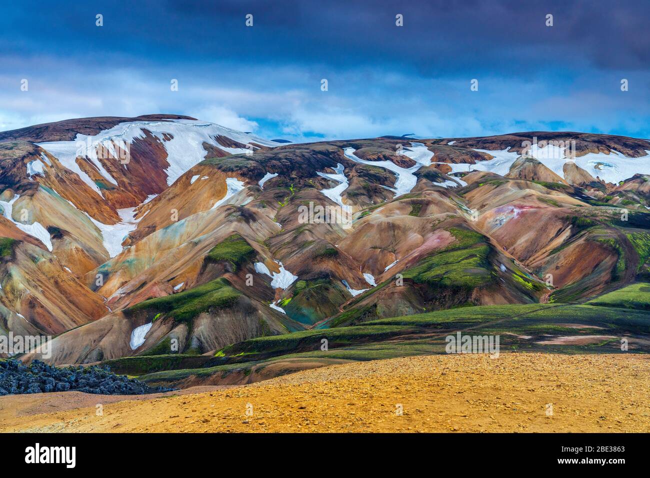 Landmannalaugar, Riserva Naturale di Fjallabak, Highlands d'Islanda, Regione Meridionale, Islanda Foto Stock