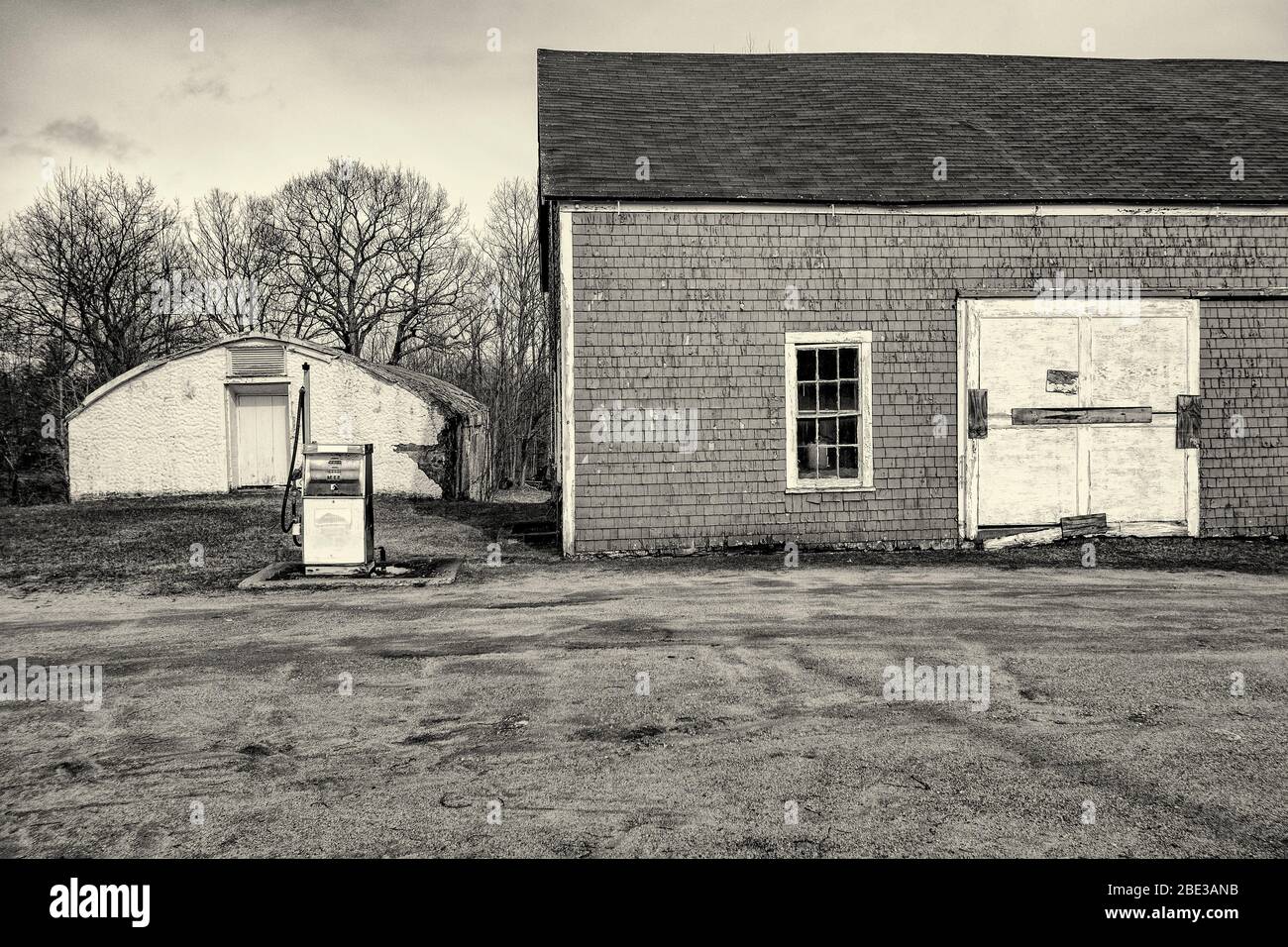 Un vecchio edificio abbandonato alla scuola Fernald di Templeton, ma Foto Stock