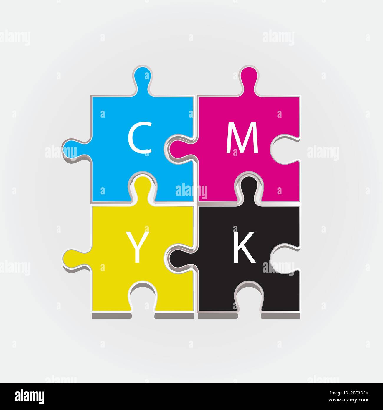 Lo schema di colori CMYK raffigurato in quattro puzzle. Vettore di qualità. Illustrazione Vettoriale