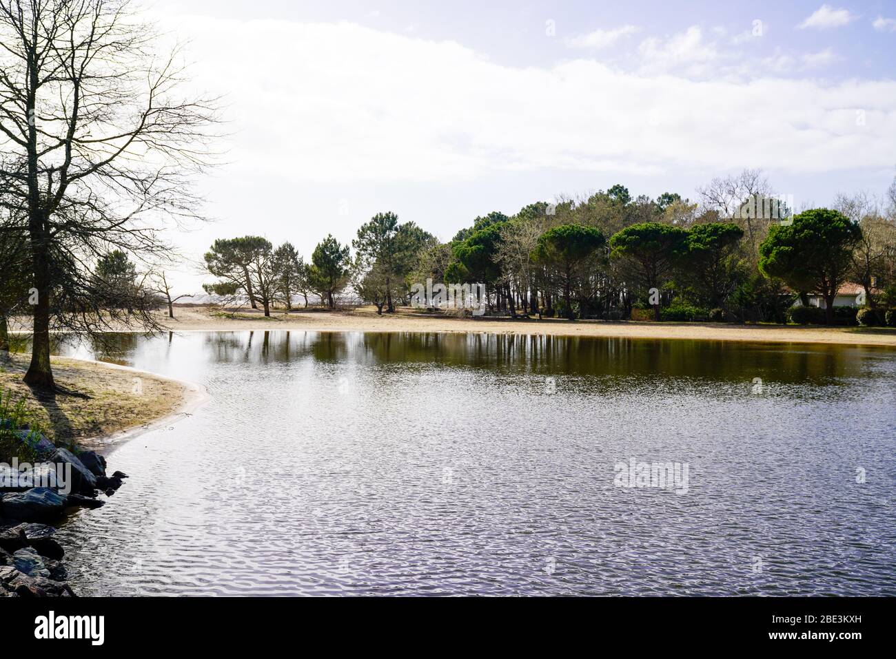 Spiaggia di Saint-Brice nella città di Ares in Arcachon Bay Gironde dipartimento Francia Foto Stock