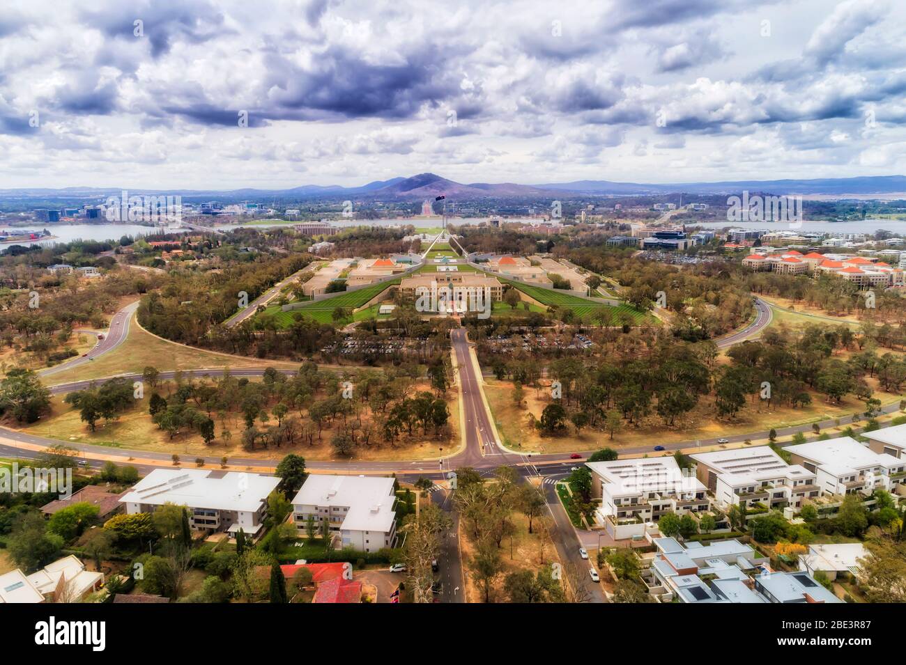 Parlamento federale australiano casa sulla cima della collina a Canberra - territorio della capitale australiana. Foto Stock