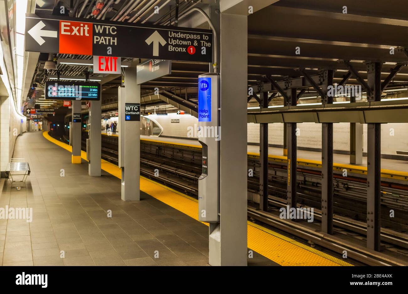 Stazione della metropolitana, World Trade Center, 9/11 Memorial and Museum; New York City, New York, Stati Uniti d'America Foto Stock