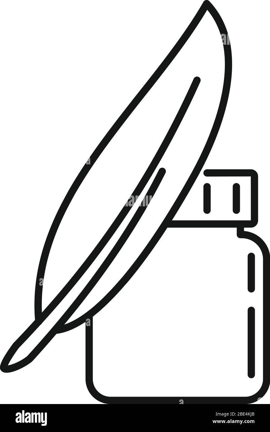 Icona del vaso di piuma d'inchiostro. Contorno inchiostro piuma vaso vettore icona per disegno web isolato su sfondo bianco Illustrazione Vettoriale