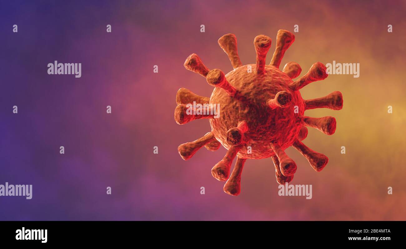 COVI-19 Corona Virus - concetto di microbiologia e virologia - immagine 3d rappresentata Foto Stock
