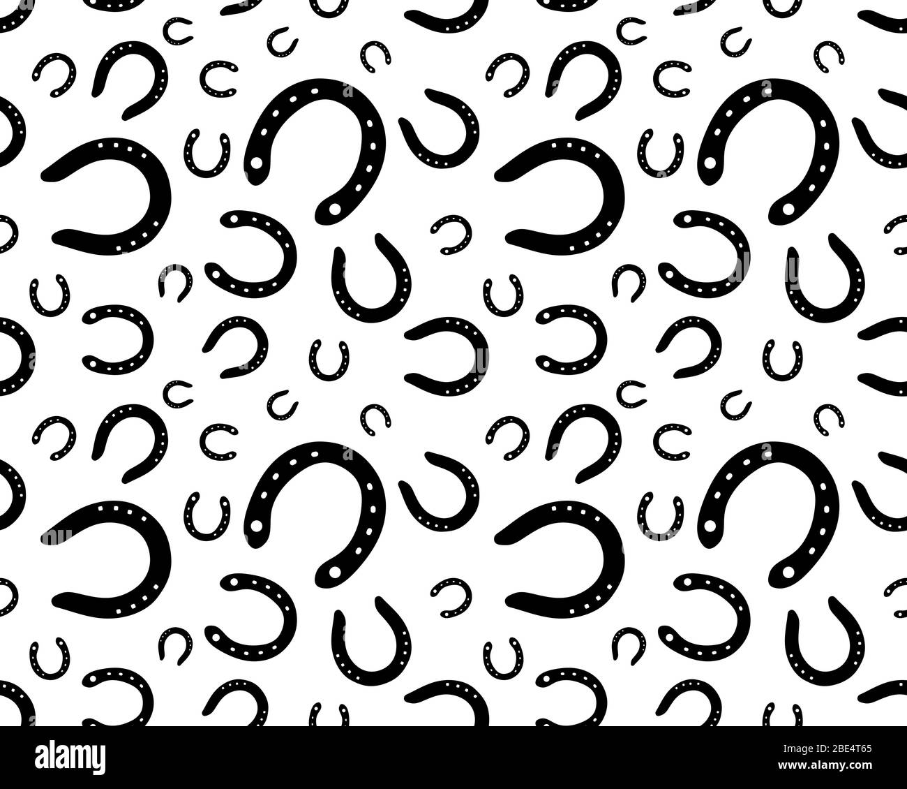 Motivo senza cuciture con ferro di cavallo su sfondo bianco Foto Stock