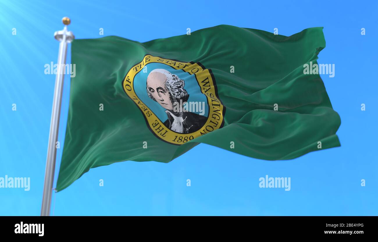 Bandiera dello stato di Washington, regione degli Stati Uniti d'America Foto Stock