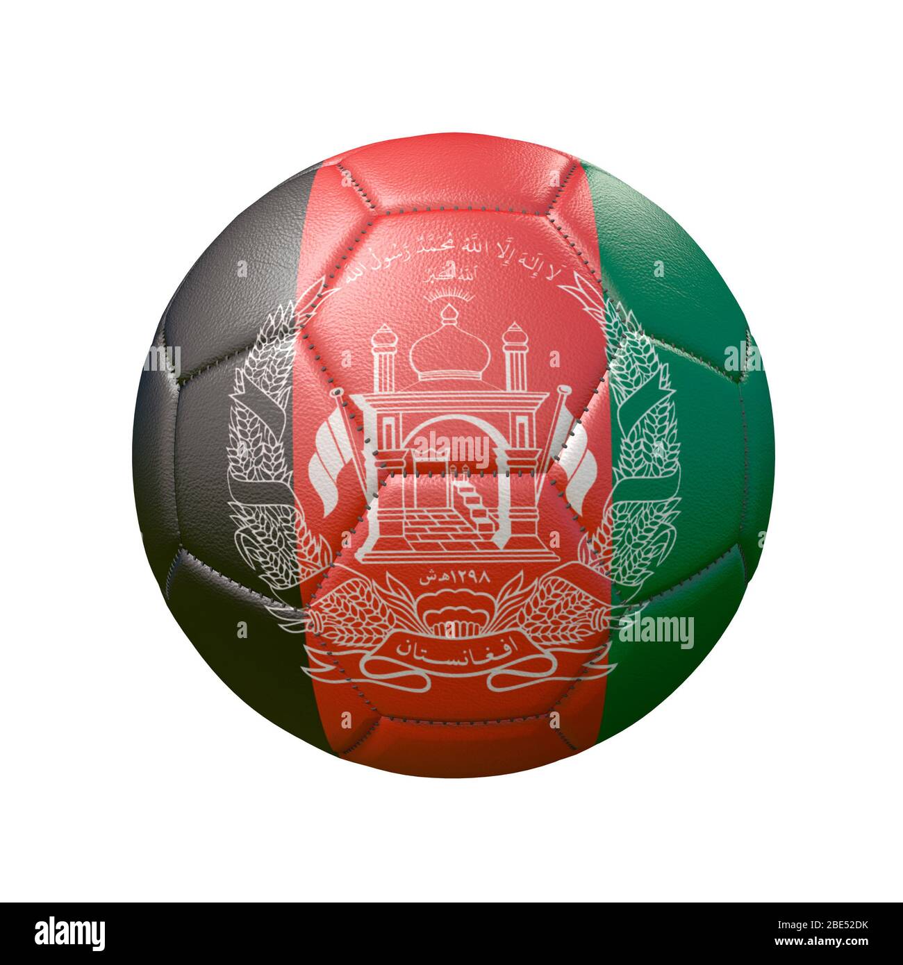Palla di calcio in colori bandiera isolata su sfondo bianco. Afghanistan. Immagine 3D Foto Stock