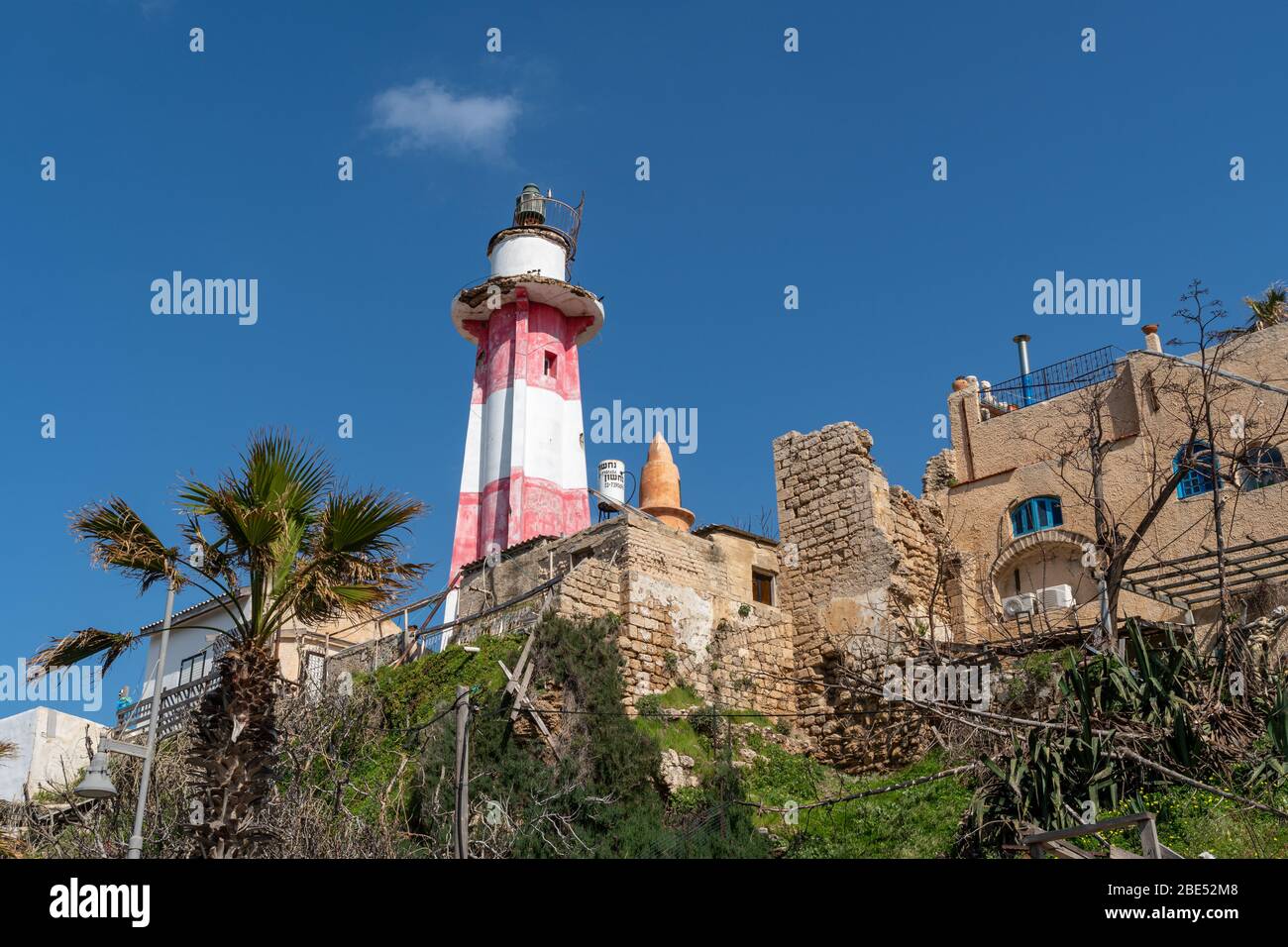 Il faro nel porto di Jaffa, Tel Aviv Foto Stock