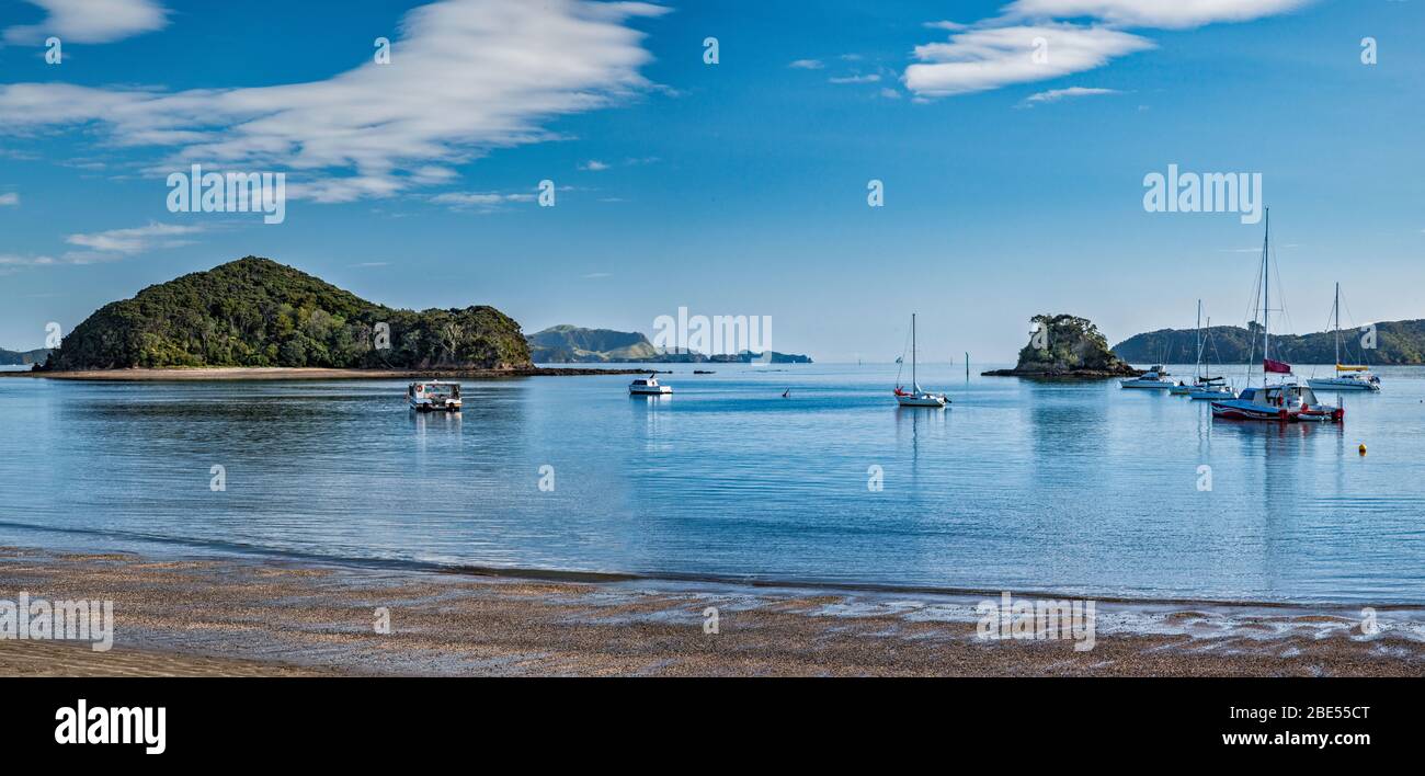 Kororareka Bay, Paihia, Bay of Islands area, Northland Region, North Island, Nuova Zelanda Foto Stock