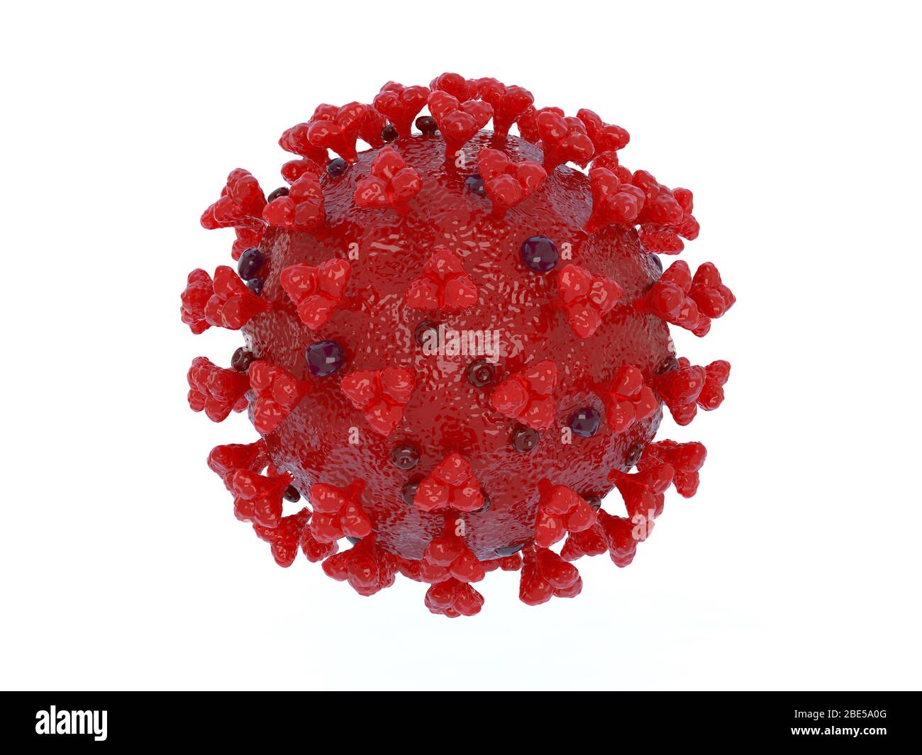 Illustrazione 3d della cellula influenza Covid-19 isolata su bianco con tracciato di ritaglio Foto Stock