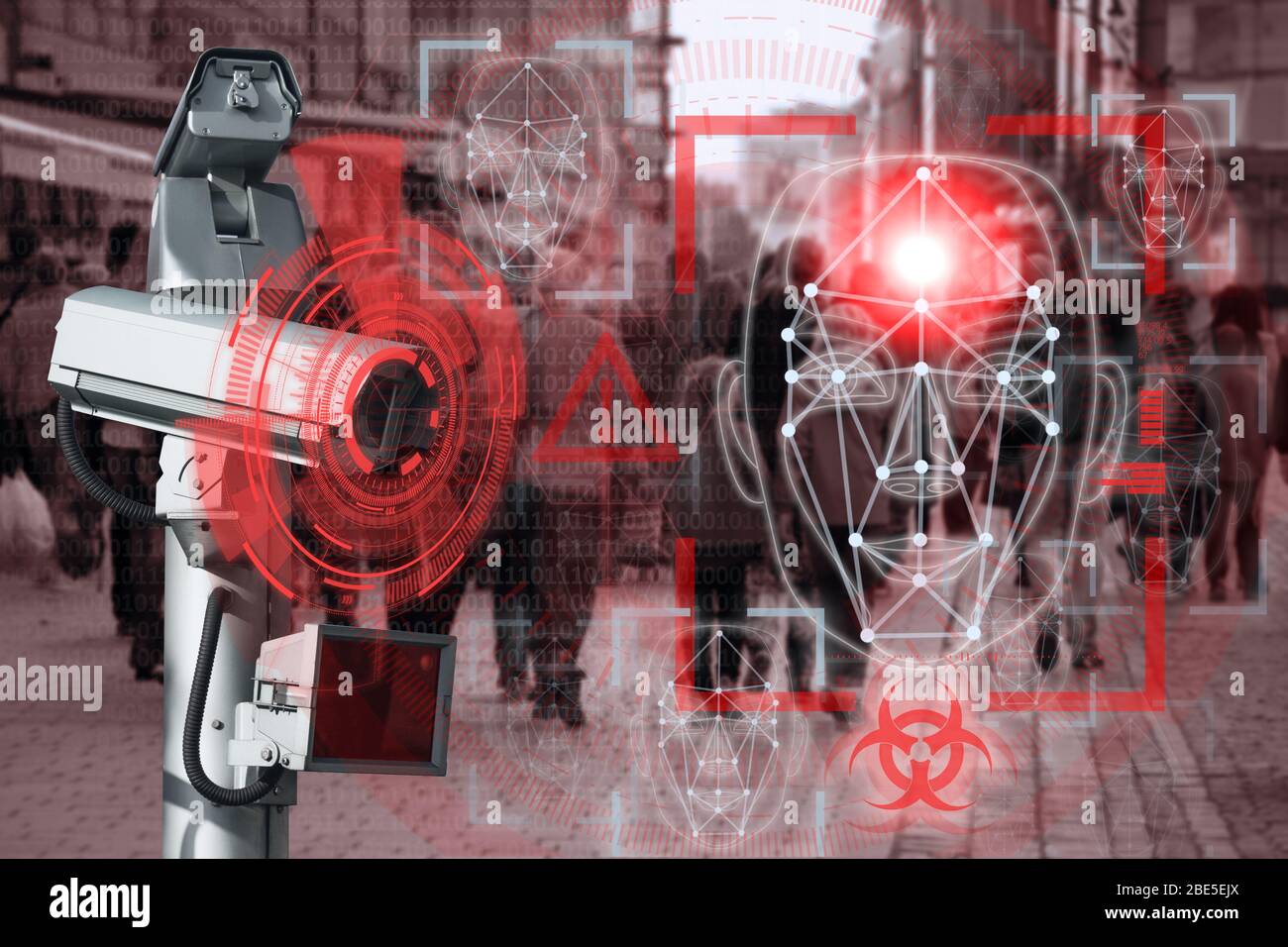 Telecamera con riconoscimento facciale e sistema di termocamera per la ricerca di pazienti con virus Foto Stock