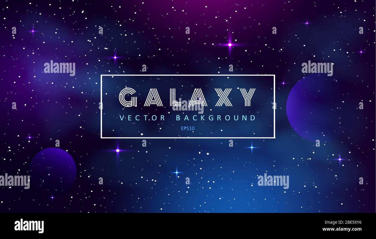 Sfondo spaziale orizzontale con forma astratta e stelle. Web design. Esplorazione dello spazio. Illustrazione vettoriale della galassia. Concetto di banner Web. Illustrazione Vettoriale