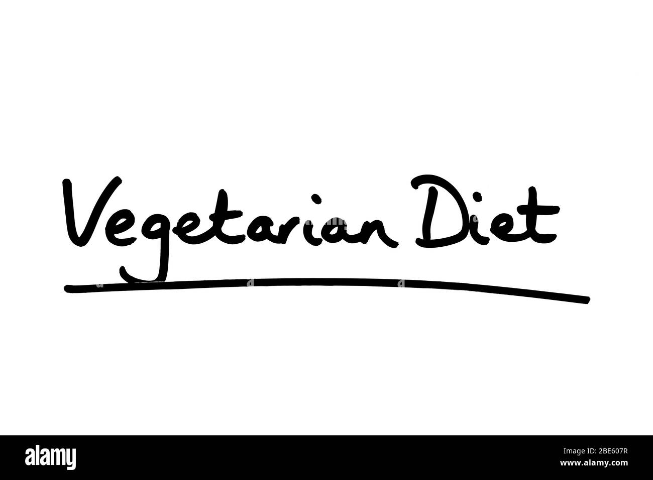 Dieta vegetariana scritta a mano su sfondo bianco. Foto Stock