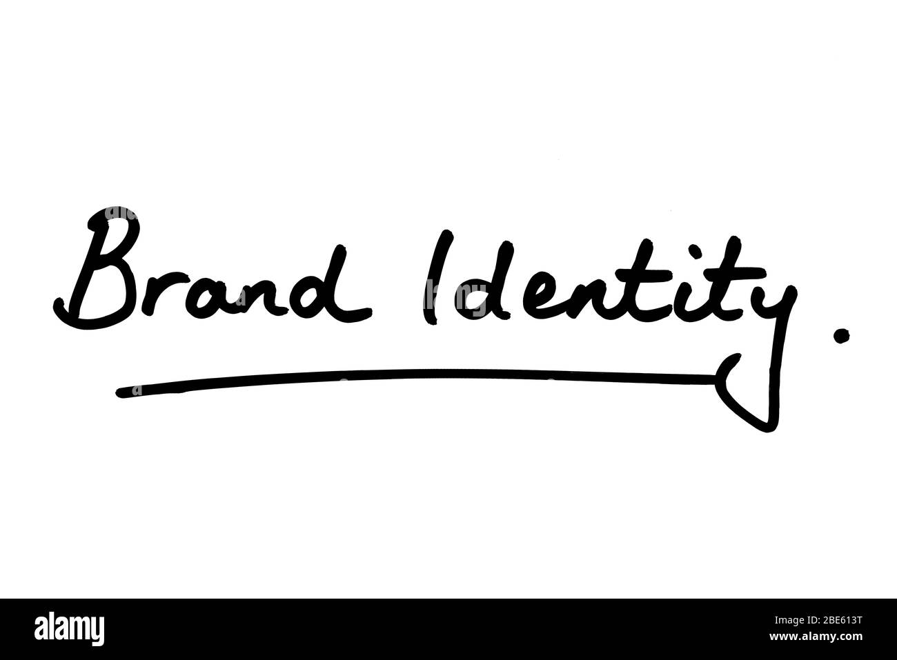 Brand Identity scritto a mano su sfondo bianco. Foto Stock