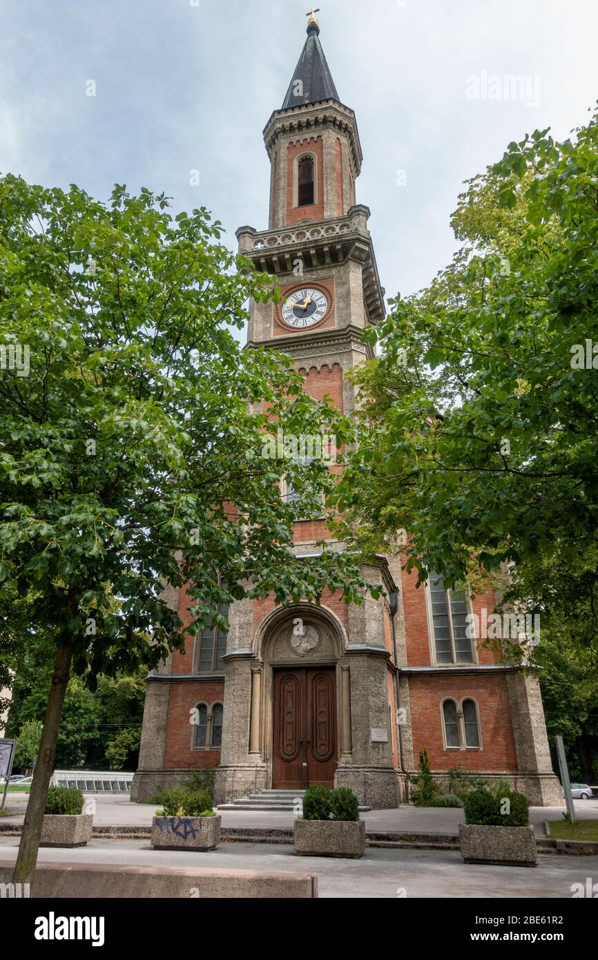 L'Evangelische Pfarrgemeinde Salzburg Christuskirche (Chiesa protestante del Cristo di Salisburgo) a Salisburgo, Austrai. Foto Stock