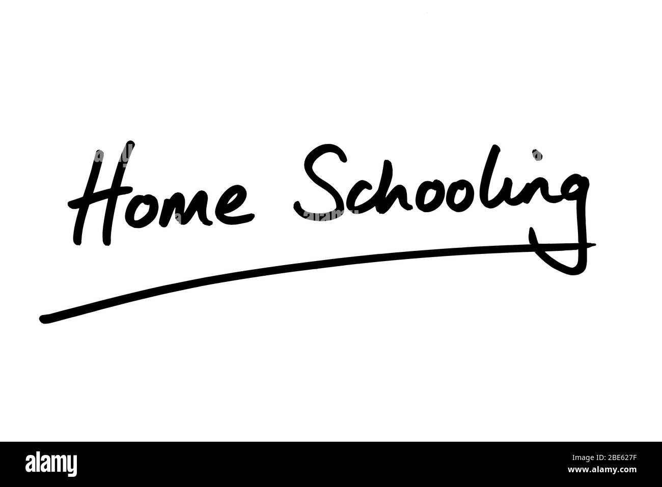 Scuola domestica manoscritta su sfondo bianco. Foto Stock