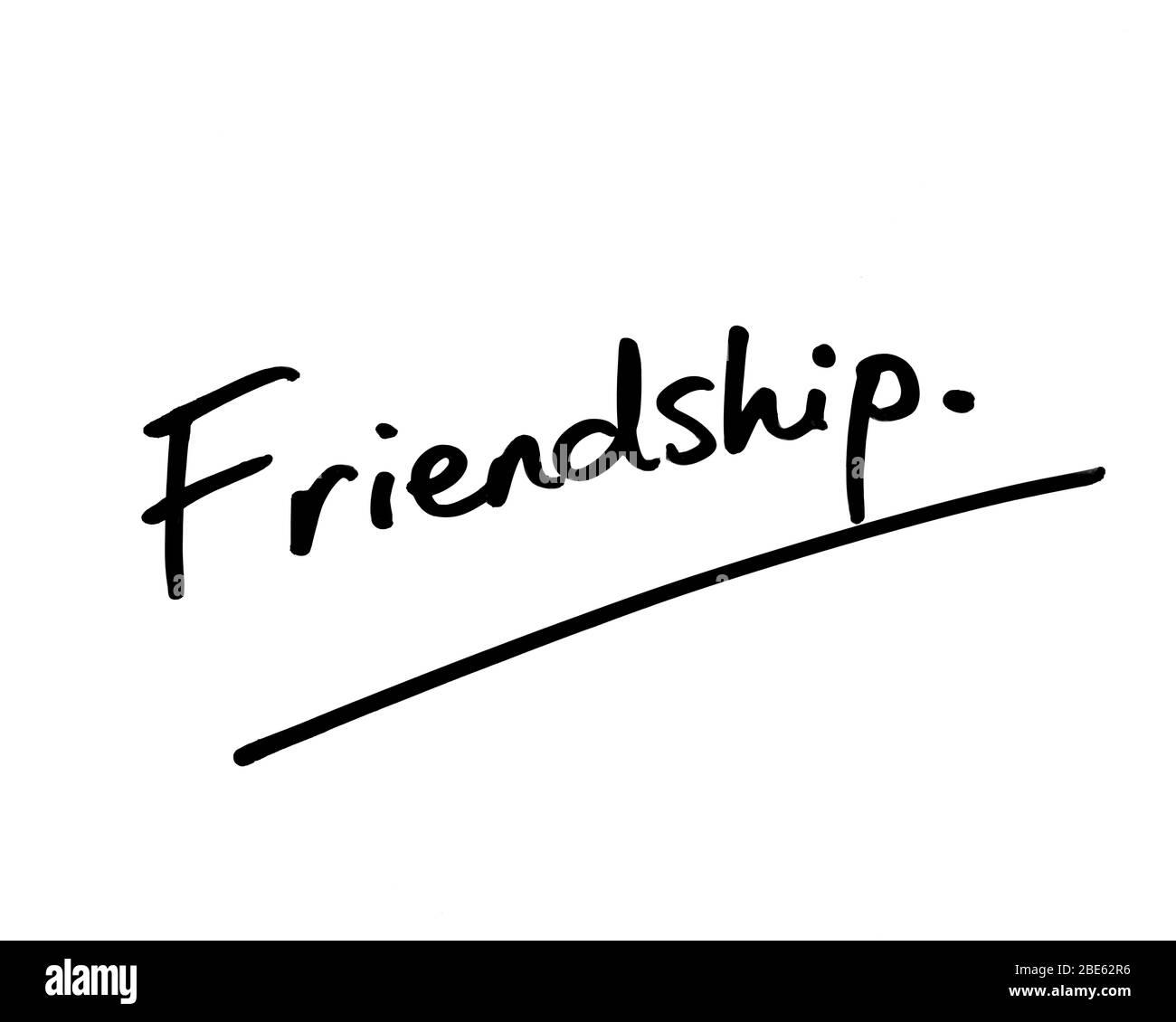 Amicizia manoscritta su sfondo bianco. Foto Stock