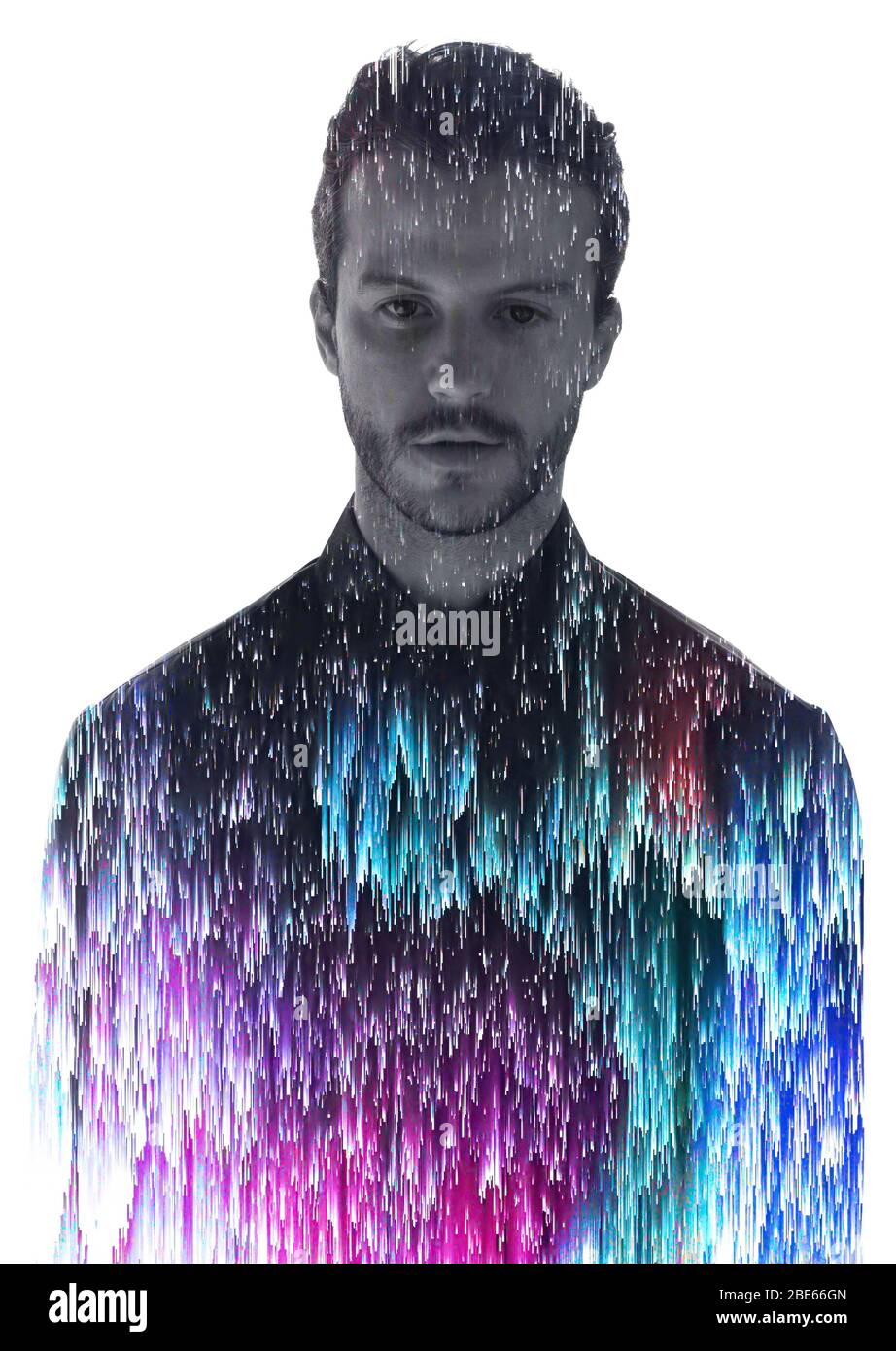 Un ritratto combinato con un illustrazione digitale Foto Stock