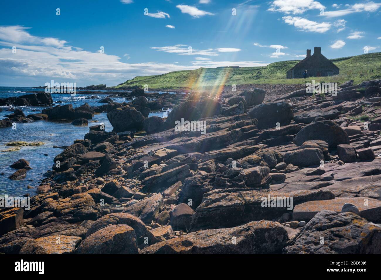 Fife Coastal Path a sud del villaggio di pescatori di Crail, Regno di Fife, Scozia, Europa Foto Stock
