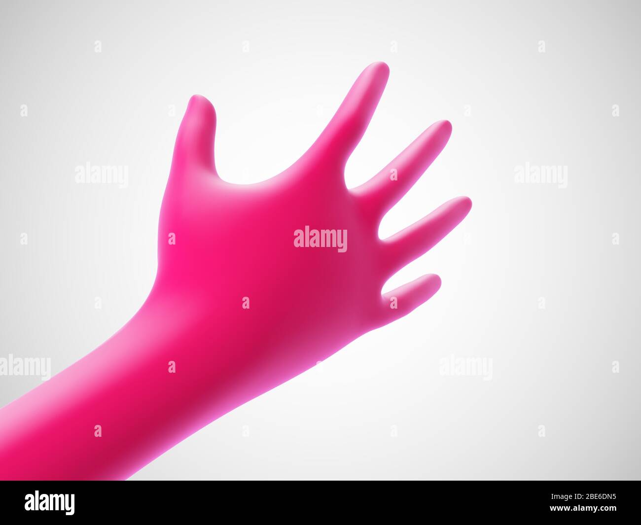 Mano rossa 3D per un handshake su sfondo bianco. Illustrazione Vettoriale