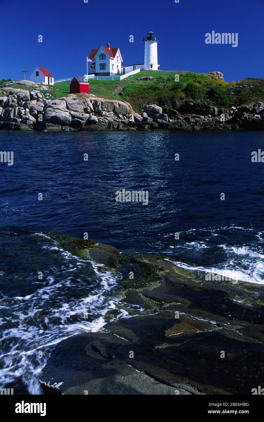 Faro di Nuble, stazione di luce di Cape Neddick, York Beach, Maine Foto Stock