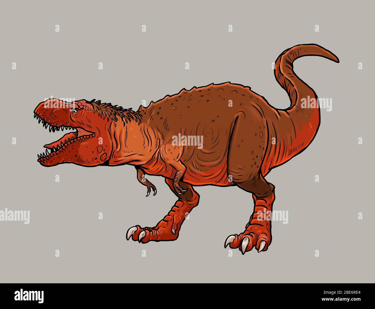 Dinosauro carnivoro - tirannosauro rex. Disegno isolato Dino T-Rex. Foto Stock