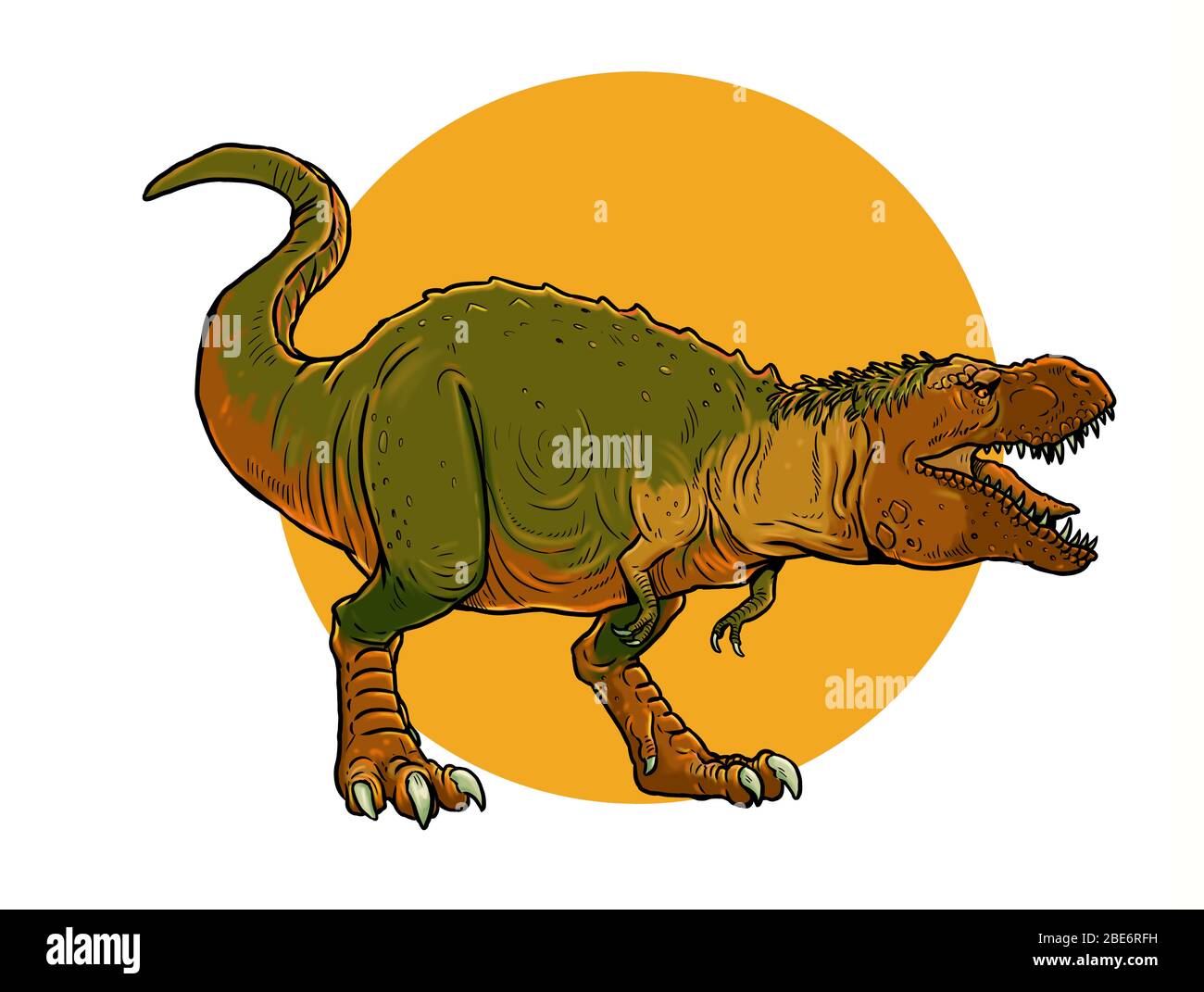Dinosauro carnivoro - tirannosauro rex. Disegno isolato Dino T-Rex. Foto Stock