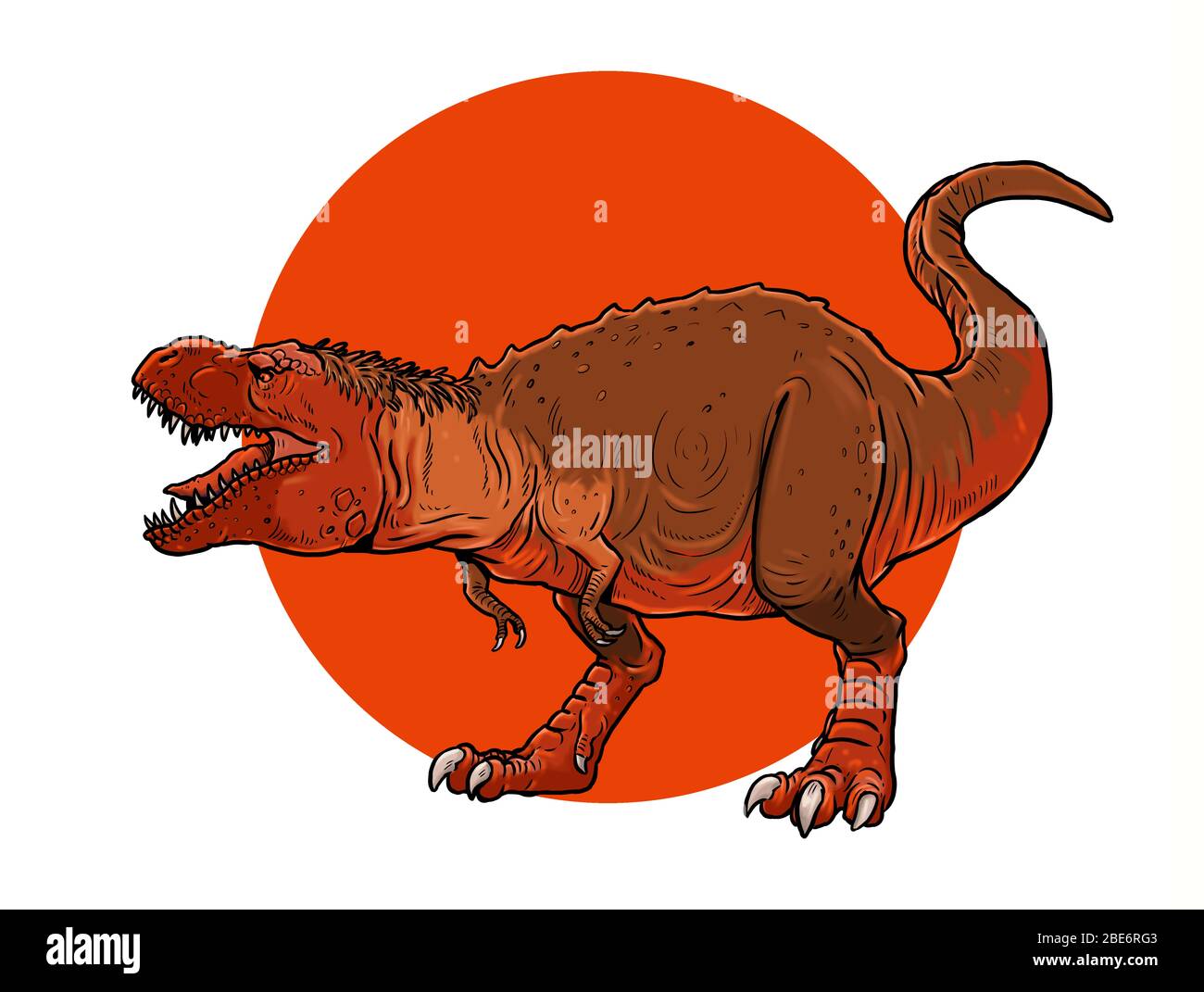 Dinosauro carnivoro - tirannosauro rex. Disegno isolato Dino T-Rex. Foto Stock