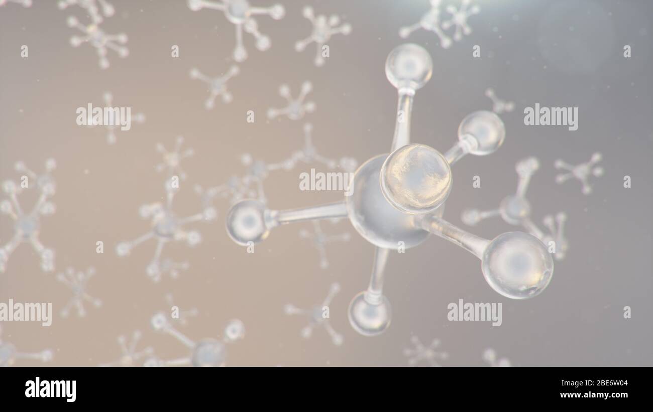 Struttura molecolare. Chimica molecolare, sfondo con elemento molecolare dell'atomo. Background medico. Genoma a livello molecolare, 3D Foto Stock