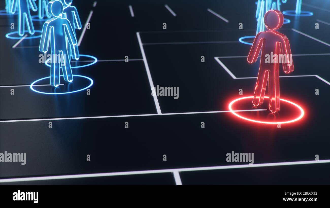 Illustrazione 3d struttura della rete tra persone, scambio di dati. Il concetto di intelligenza collettiva. La rete umana. Scambio di informazioni Foto Stock