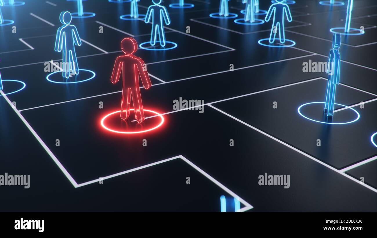 Struttura di rete tra persone, scambio di dati. Il concetto di intelligenza collettiva. La rete umana. Scambio di informazioni, 3d Foto Stock