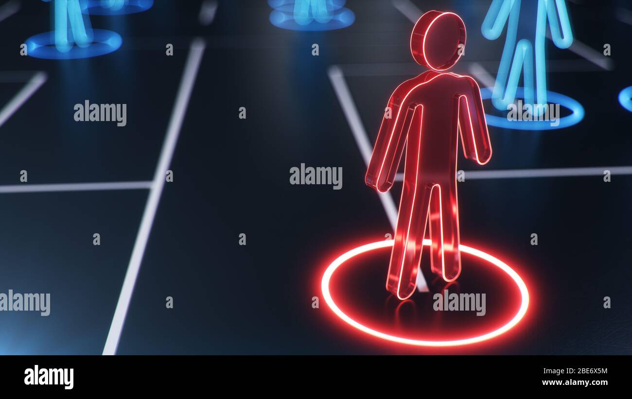 Struttura di rete tra persone, scambio di dati. Il concetto di intelligenza collettiva. La rete umana. Scambio di informazioni, 3d Foto Stock