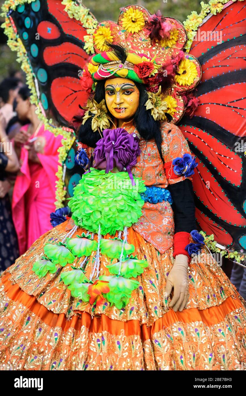ballerini di ballerini di kathakali, theyyam, thira, ballerini folcloristici, celebrazione, festival del kerala, ballerini del festival indiano, danza forma india, Foto Stock