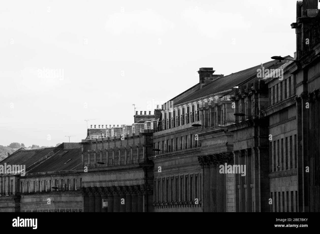 Tetti di Grey Street a Newcastle, Tyneside Foto Stock