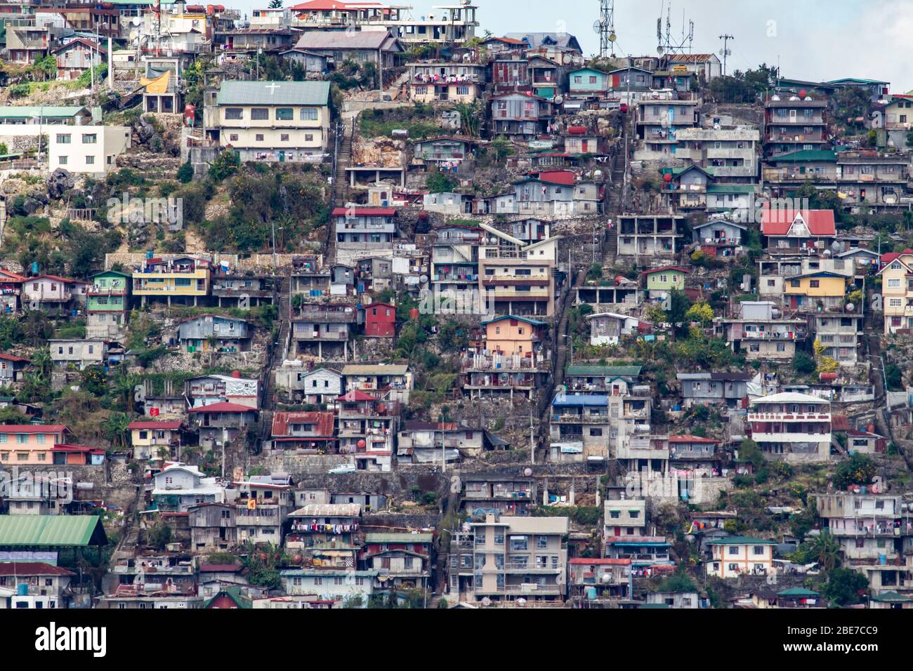 Quartiere affollato di Baguio City, Filippine Foto Stock