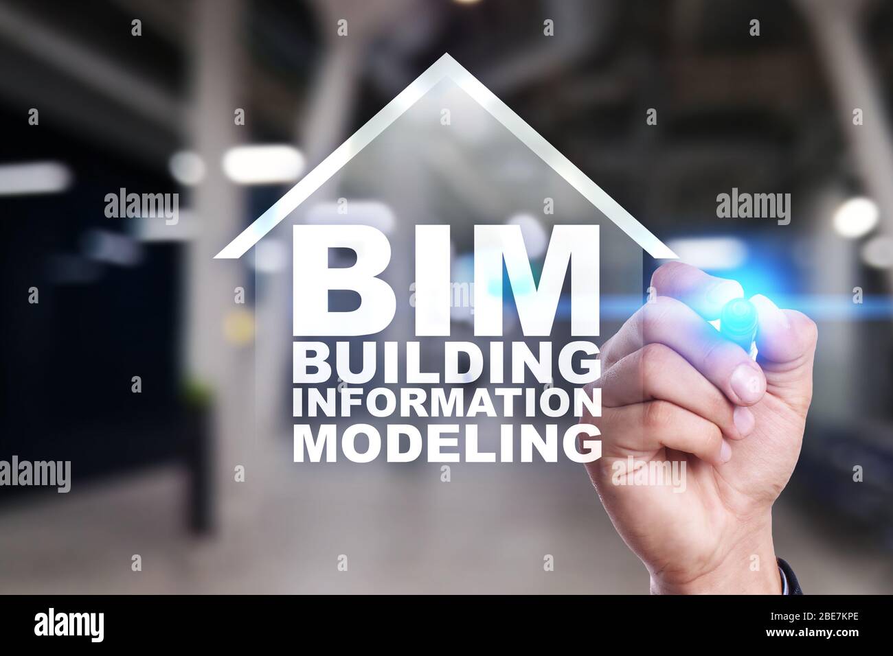 BIM - Building information modeling è un processo di generazione e gestione di rappresentazioni digitali di caratteristiche fisiche e funzionali o Foto Stock