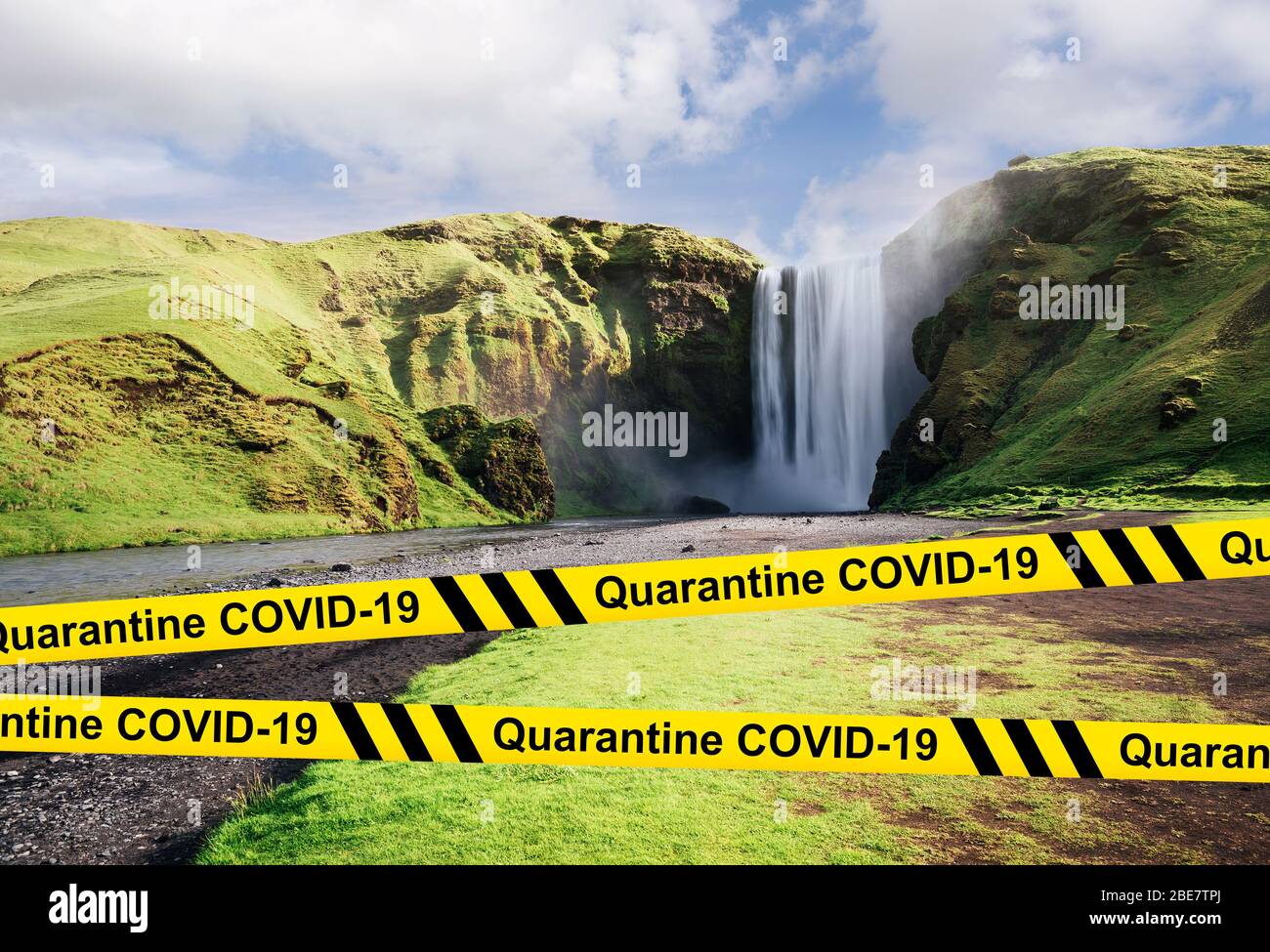 Un mondo senza turismo e viaggi. Quarantena COVID-19 in Islanda. Crollo dell'industria turistica Foto Stock