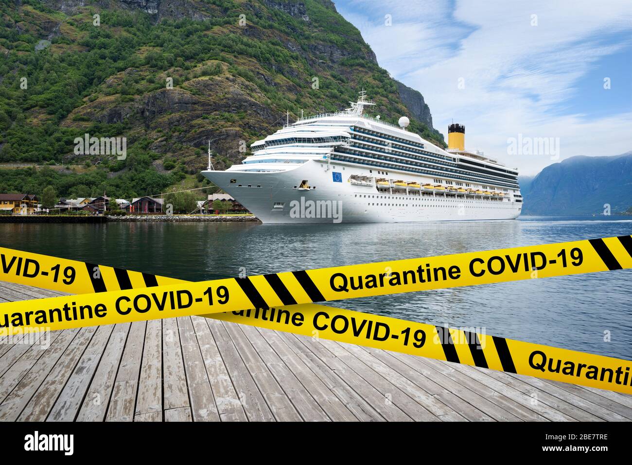 Caduta e crollo dell'industria di crociera. Il coronavirus ha fermato il viaggio delle navi. Quarantena COVID-19 in Norvegia Foto Stock