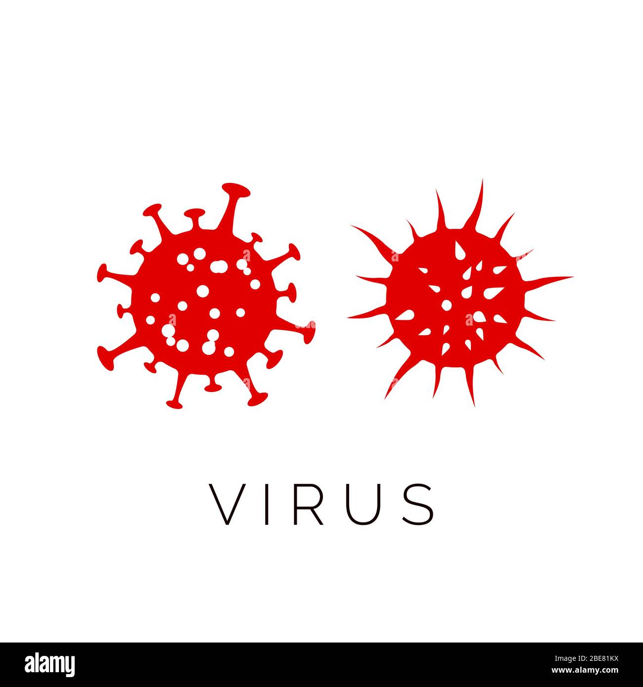 Virus. Infezione da influenza. Infezione da virus della corona di simbolo rosso. Medicina avvertimento epidemia pandemica e quarantena. Malattia pericolosa. Illustrazione vettoriale Illustrazione Vettoriale