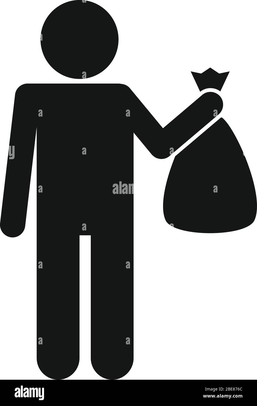 L'uomo prendere garbage bag icona. Semplice illustrazione dell'uomo prendere garbage bag icona vettoriali per il web design isolato su sfondo bianco Illustrazione Vettoriale