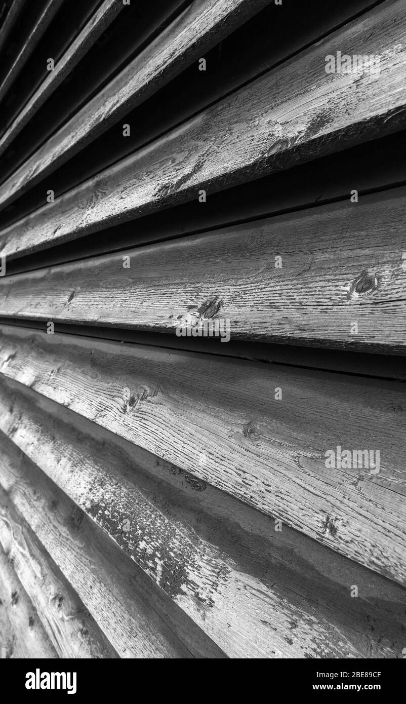 Vecchio grungy grigio scuro muro prospettiva. Foto di sfondo verticale in bianco e nero con messa a fuoco morbida selettiva Foto Stock